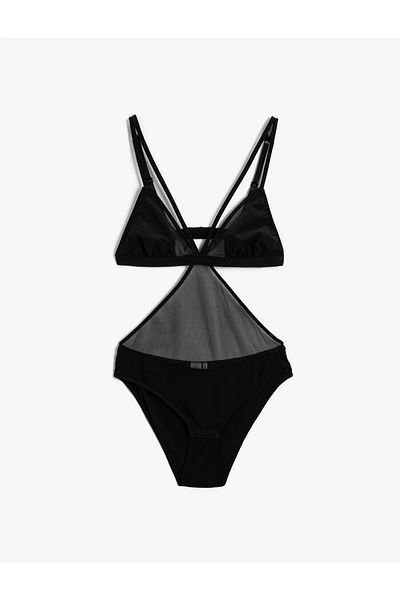 Koton Window Detailed Tulle Bodysuit