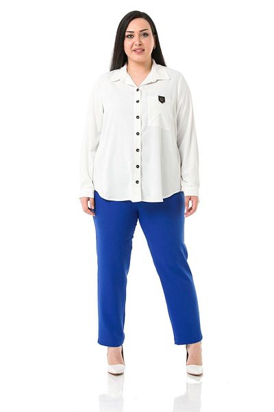 DISENTIS MODEST Large Size Elastic Waist Side Zippered Leg Slit Indigo Trousers
