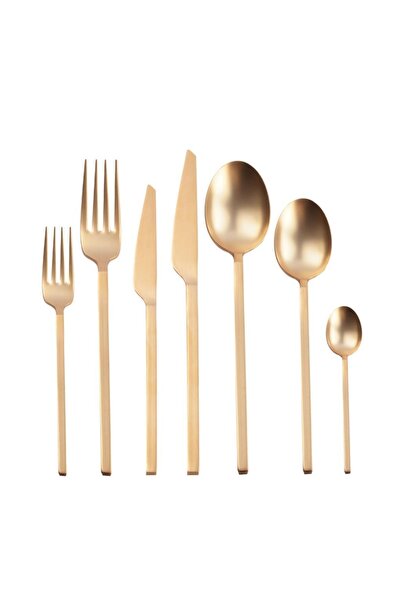 Dame Marie Carre Mat Altın 42 Parça Çatal Kaşık Bıçak Seti