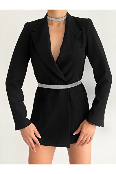 coaksco Curea de talie cu lanț detaliat din piatră de cristal