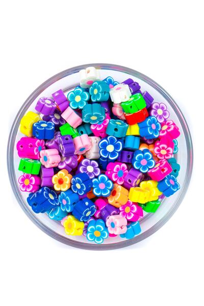 yfhobi 10 Adet - Polimer Fimo Boncuk, Karışık Renkli Çiçek Figürlü Polimer Ki...