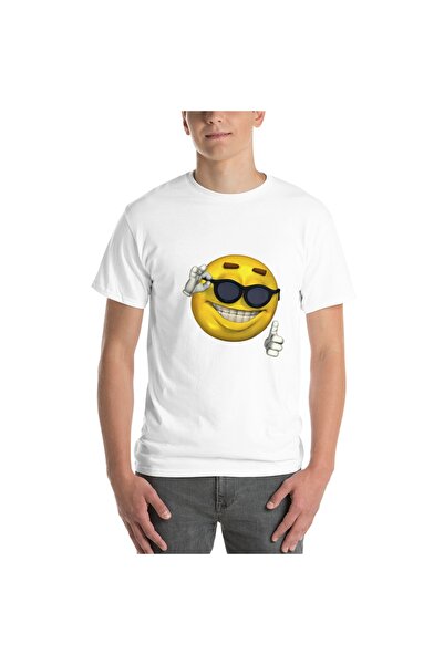 LADİJİTAL BASKI ÇÖZÜMLERİ Emojiji Štampano Beli T-shirt