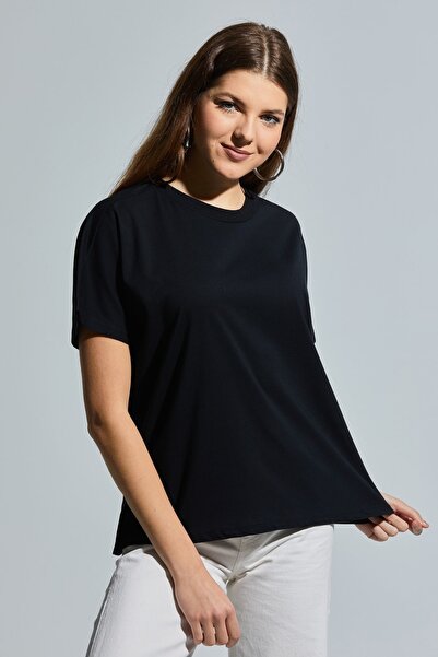 MD trend Γυναικείο μπλουζάκι Black Crew Neck Basic Oversize