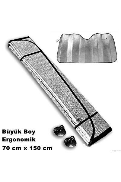 Point Oto Ön Cam Güneşlik Metalize Büyük Boy Gümüş Maxi 70 X 150 Cm