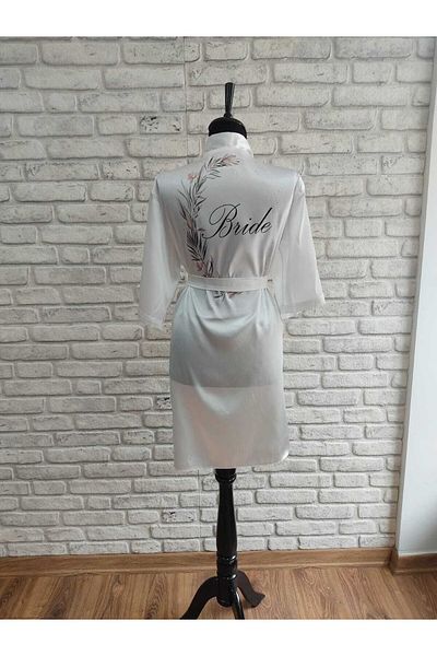 Lasilla Women's White Bride Written Satin Dressing Gown