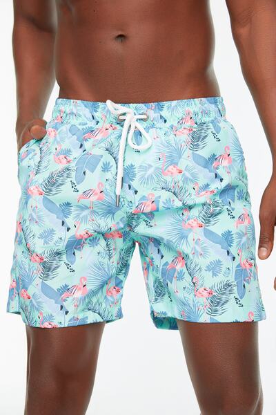 Trendyol Collection Tropical Mint printed Swimsuit - Sea Shorts TMNSS21DS0034