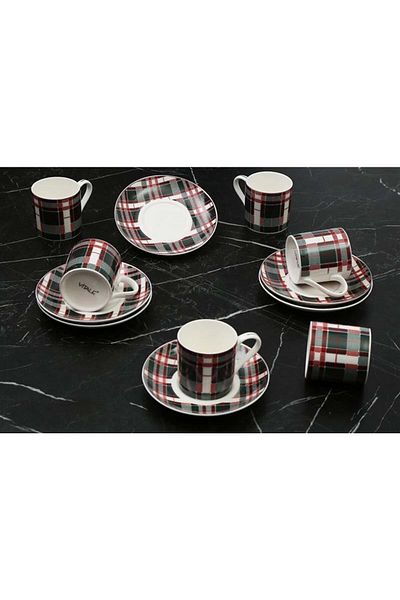 Vitale Red Green and Coffee Color Harmony Cup Set - Ak.Ih0046