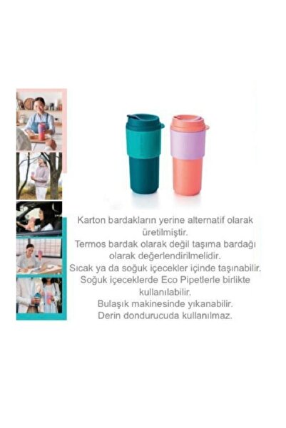 Tupperware Çay Kahve Taşıma Bardağı 2'li 490 ml