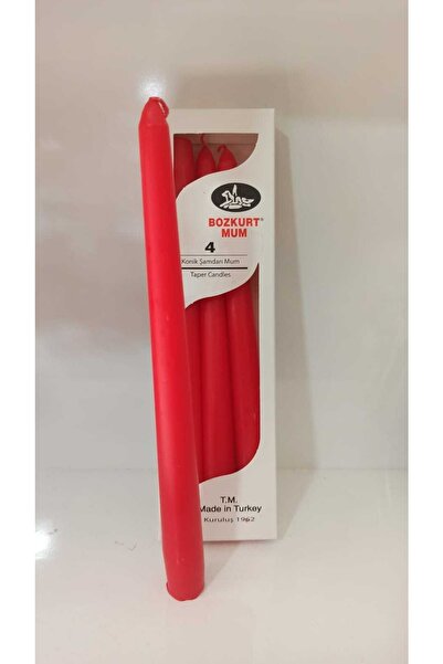 Bozkurt Mum 4lü Konik Kırmızı Şamdan Mum