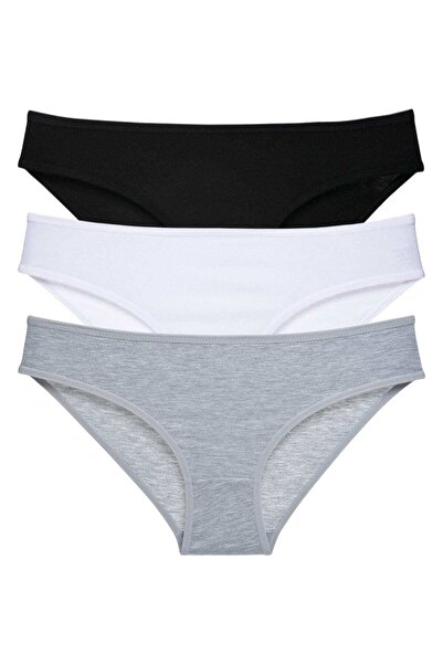 RED LOVE 3 Lü Paket Slip Külot Gri