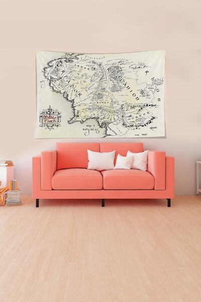 on the clouds Middle Eastern Map Stain Resistant Velvet Textured Fabric Wall ...