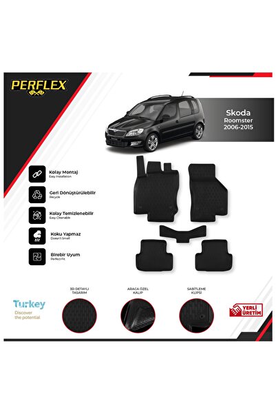 PERFLEX Skoda Roomster 2006-2015 Araca Özel 3d Havuzlu Paspas
