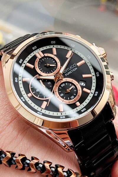 Ferrucci Function Erkek Kol Saati 3 Atm Su Geçirmez Siyah Renk Çelik Kordon B...