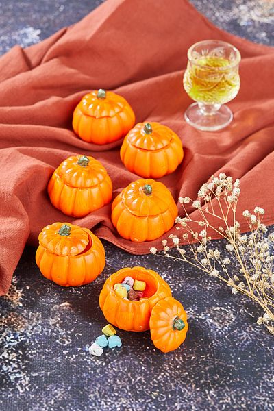 Blue Avm Spring Series Pumpkin Motif Presentation Holder and Turkish Delight Holder Sun Orange