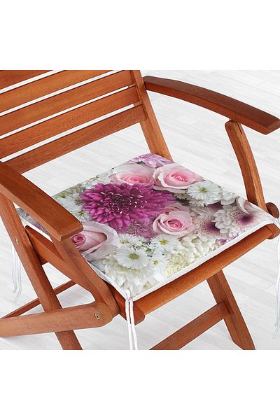 Realhomes Flower Bunch Digital Printed Zippered Chair Cushion