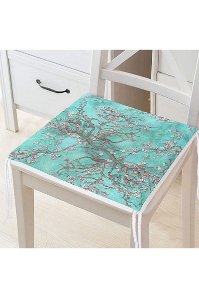 Realhomes Oil Paint Green Tree Motifs Digital Printed Zippered Chair Cushion