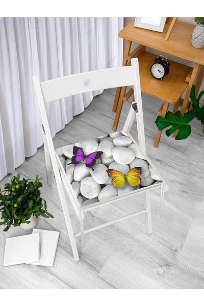 Realhomes Butterfly Patterned Digital Printed Zippered Chair Cushion
