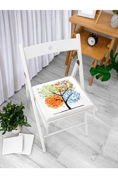 Realhomes 4 Seasons Tree Picture Zippered Chair Cushion