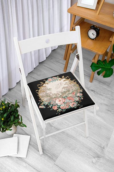 Realhomes Flower Garden on Black Floor Exclusive Modern Design Zippered Chair Cushion