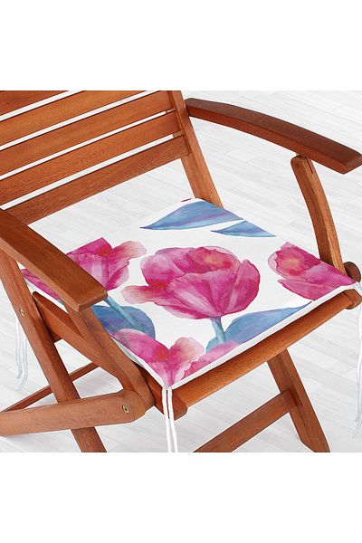 Realhomes Modern Flower Patterned Digital Printed Zippered Chair Cushion