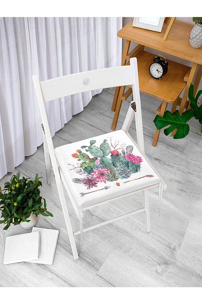Realhomes Arrow Motif Desert Plant Patterned Zippered Chair Cushion