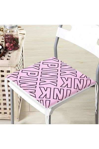 Realhomes Light Pink Pink Written Modern Zippered Chair Cushion
