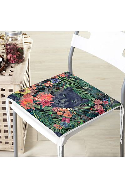 Realhomes Navy Blue Floored Leopard Special Design Zippered Chair Cushion