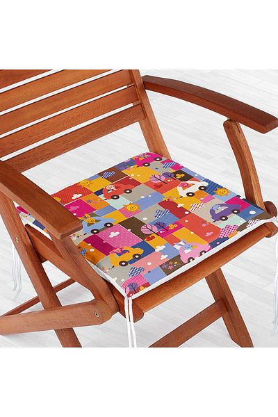Realhomes Colorful Car Driving Animals Figured Flower Motif Modern Zippered Chair Cushion