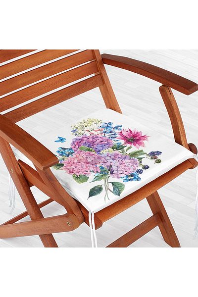 Realhomes Lilac Color Bunch Lily Motif Zippered Chair Cushion