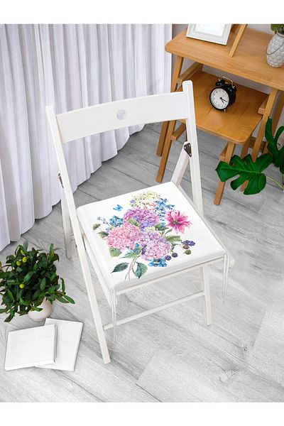 Realhomes Lilac Color Bunch Lily Motif Zippered Chair Cushion