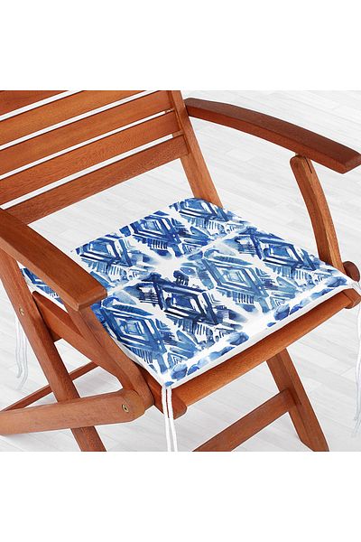 Realhomes Geometric Diamond Patterned Digital Printed Modern Zippered Chair Cushion