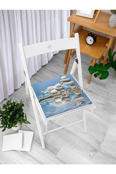 Realhomes Blue World Digital Printed Zippered Chair Cushion