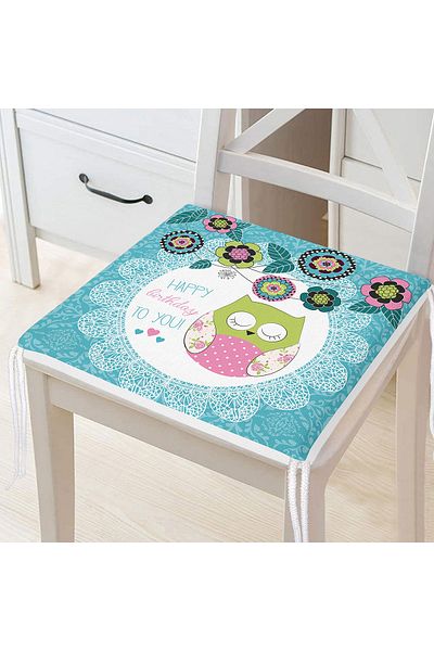 Realhomes Owl Patterned Digital Printed Zippered Chair Cushion