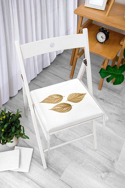 Realhomes 3D Gold Leaves Specially Designed Modern Zippered Chair Cushion