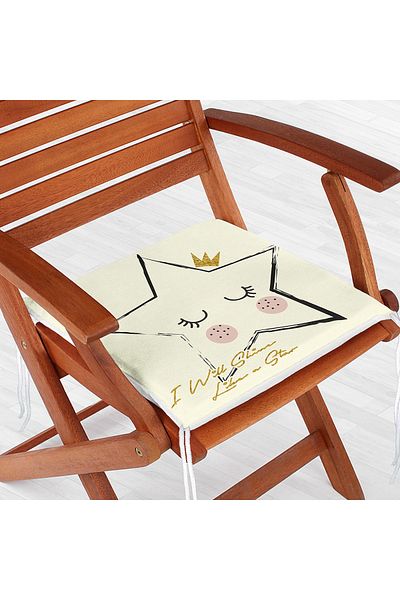 Realhomes Star Patterned Digital Printed Zippered Chair Cushion
