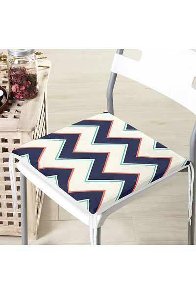 Realhomes Colorful Zigzag Patterned Digital Printed Zippered Chair Cushion