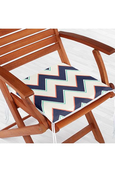 Realhomes Colorful Zigzag Patterned Digital Printed Zippered Chair Cushion