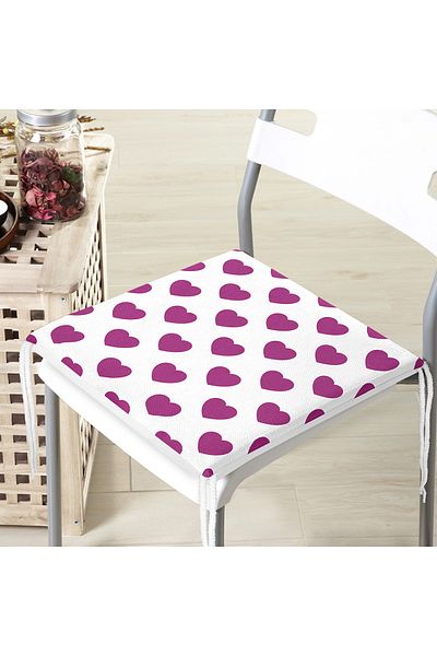 Realhomes Heart Pattern Digital Printed Zippered Chair Cushion