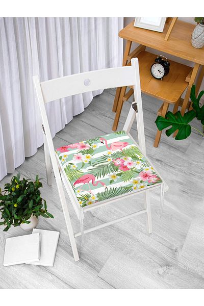 Realhomes Flamingo Pattern Digital Printed Modern Zippered Chair Cushion