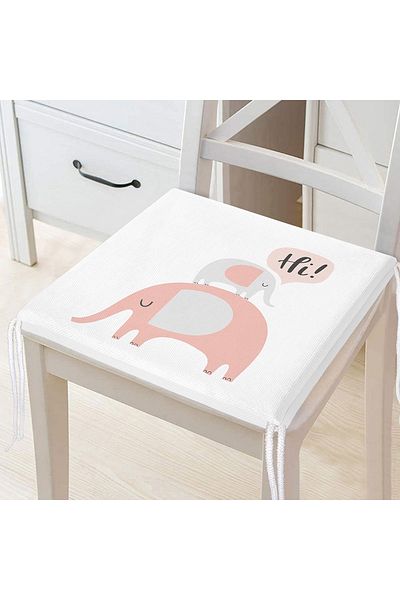 Realhomes Cute Elephants on White Background Specially Designed Modern Zippered Chair Cushion