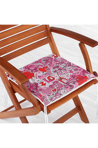 Realhomes Love You Themed Modern Zippered Chair Cushion with Pink Background