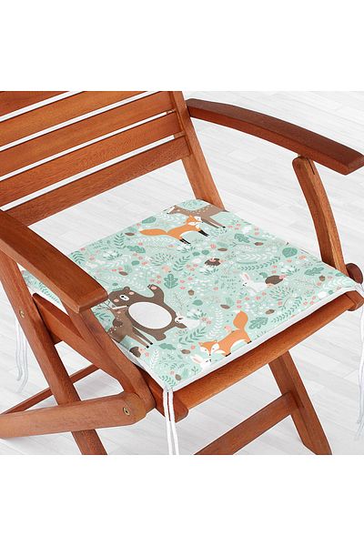 Realhomes Cute Forest Animals Motif Digital Printed Modern Zippered Chair Cushion