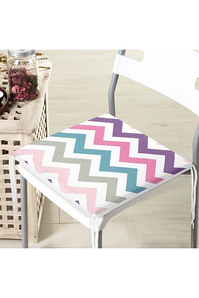 Realhomes Zigzag Pattern Digital Printed Zippered Chair Cushion
