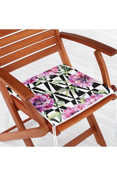 Realhomes Digital Printed Zippered Chair Cushion with Geometric Diamond Drawing