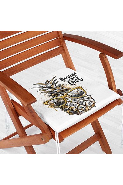 Realhomes 3D Pineapple Special Design Zippered Chair Cushion on White Background