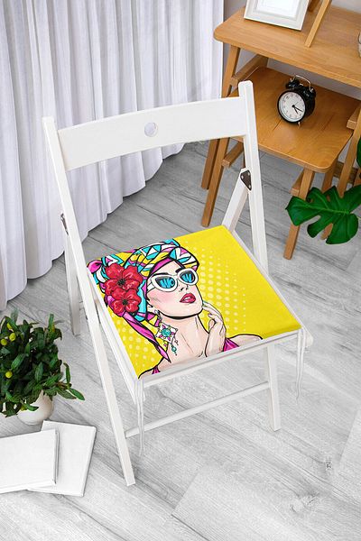 Realhomes Summer Popart Design Pernă pentru scaun cu fermoar și fundal galben