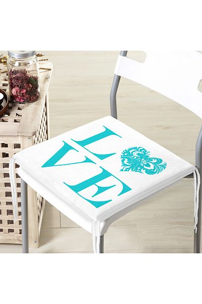 Realhomes Love Themed Digital Printed Zippered Chair Cushion