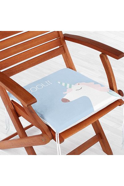 Realhomes Scaun Copii Cool Printed Unicorn Blue Floor - Cu fermoar și imprimat digital
