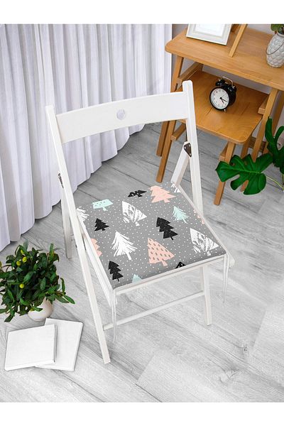 Realhomes Gray Floored Tree Themed Digital Printed Zippered Chair Cushion