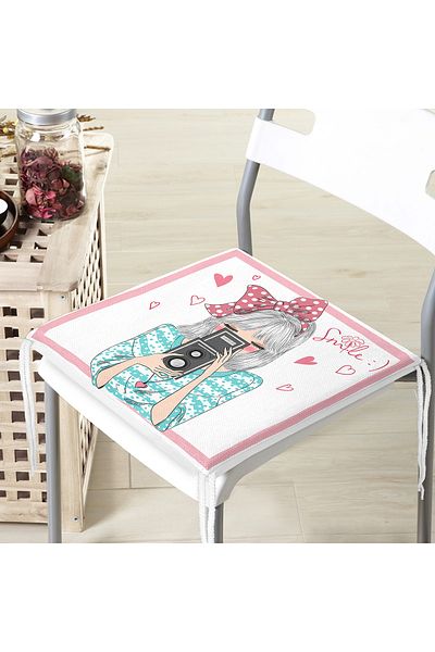 Realhomes Fashion Girl Digital Printed Modern Zippered Chair Cushion